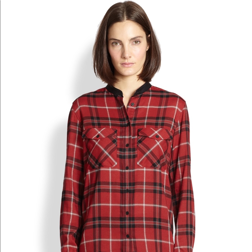 Vince Leather Trim Button Down Size 6